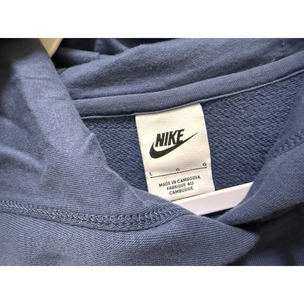 Nike Mens Slate Blue Embroidered Multi Swoosh Pullover Hoodie Size Large